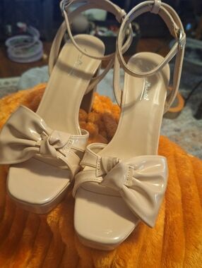 Open Toe Ankle Strap Platform High Heel Shoes with Bow